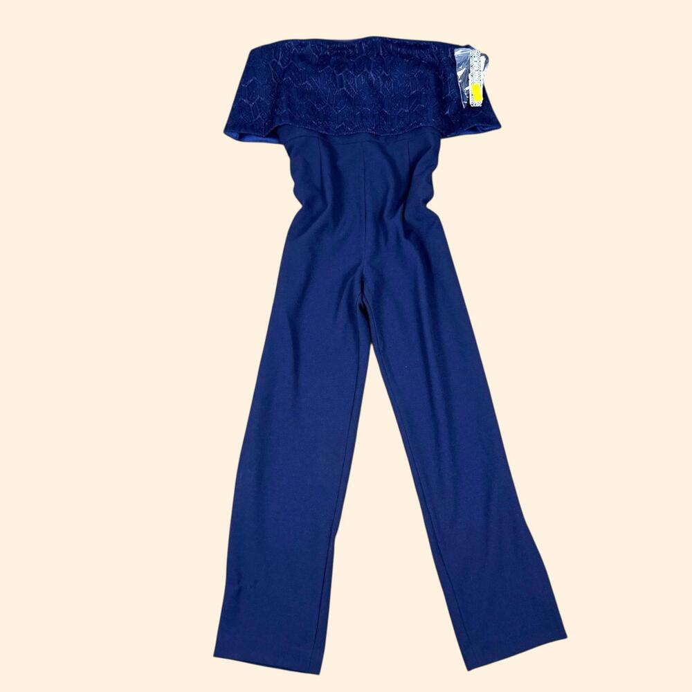 NWT Women's Gianni Bini Semiformal Jumpsuit Navy with Lace 12